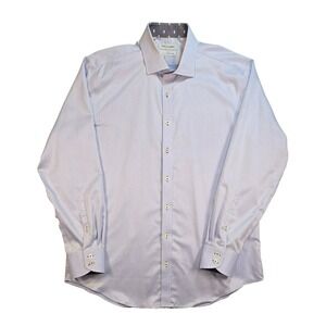 Twillory Men's 17 34/35  Spread Collar Blue Button Up Dress Shirt Pure Cotton